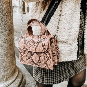 ZARA SNAKESKIN MINI BAG W LONG SILVER CHAIN STRAP